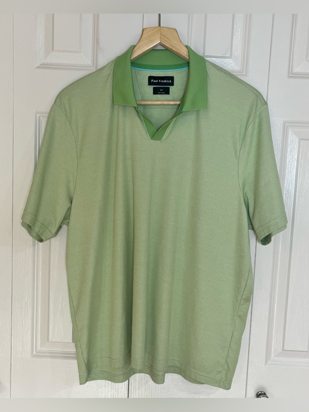 Paul Fredrick Men's Johnny Collar Polo Size XL Short Sleeve Light Green